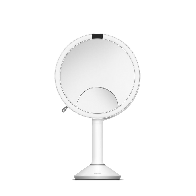 20 cm miroir à capteur trio, acier inoxydable blanc
