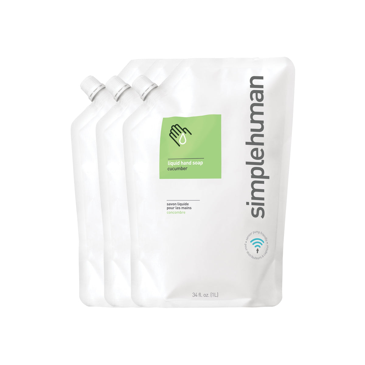 recharges de savon liquide pour les mains simplehuman, parfum concombre