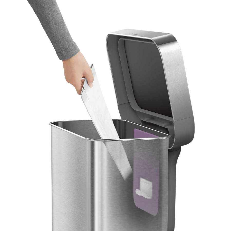 poubelle rectangulaire à pédale 45 litres, avec réserve à sacs