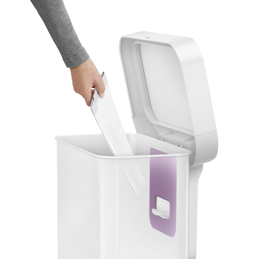 poubelle rectangulaire à pédale 45 litres, avec réserve à sacs