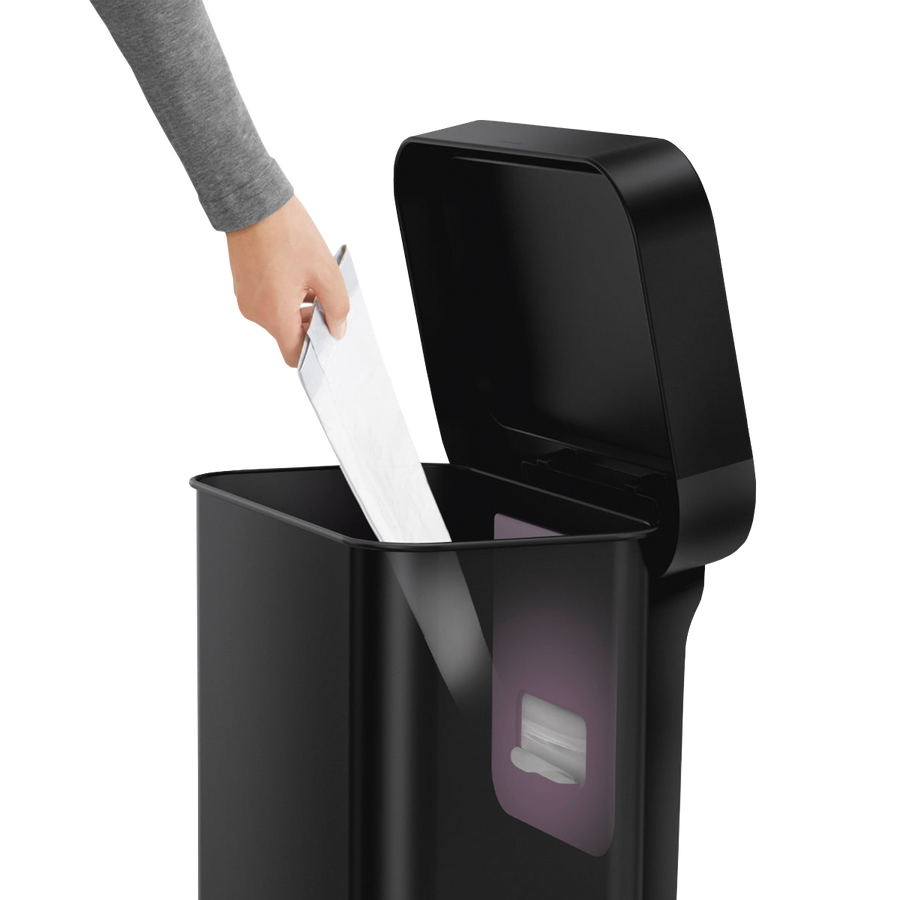 poubelle rectangulaire à pédale 45 litres, avec réserve à sacs