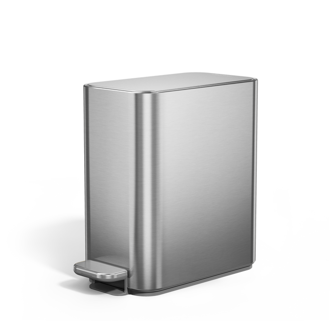 Simplehuman 5L Slim Step Can in Brushed Stainless Steel, space-saving design with foot pedal