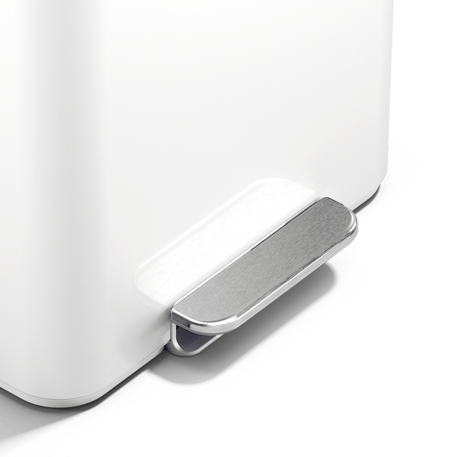 Simplehuman 16L White Mini Step Can with foot pedal.
