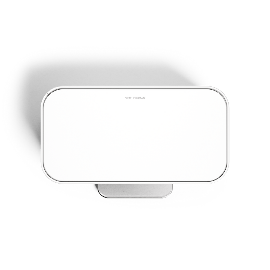 Simplehuman 16L White Mini Step Can with foot pedal, top view