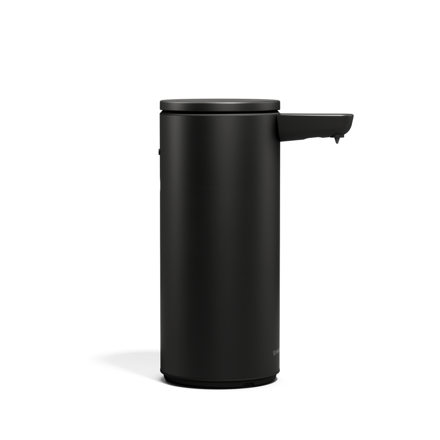 Side view of Simplehuman 9 oz 266ml Rechargeable Liquid Sensor Pump in Matte Black, hands-free operation.