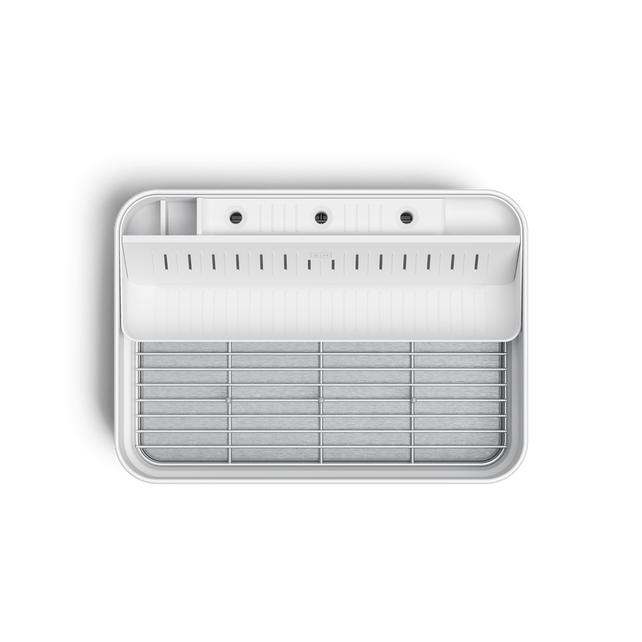Top view of Simplehuman White Bottle Dock showing internal compartments.