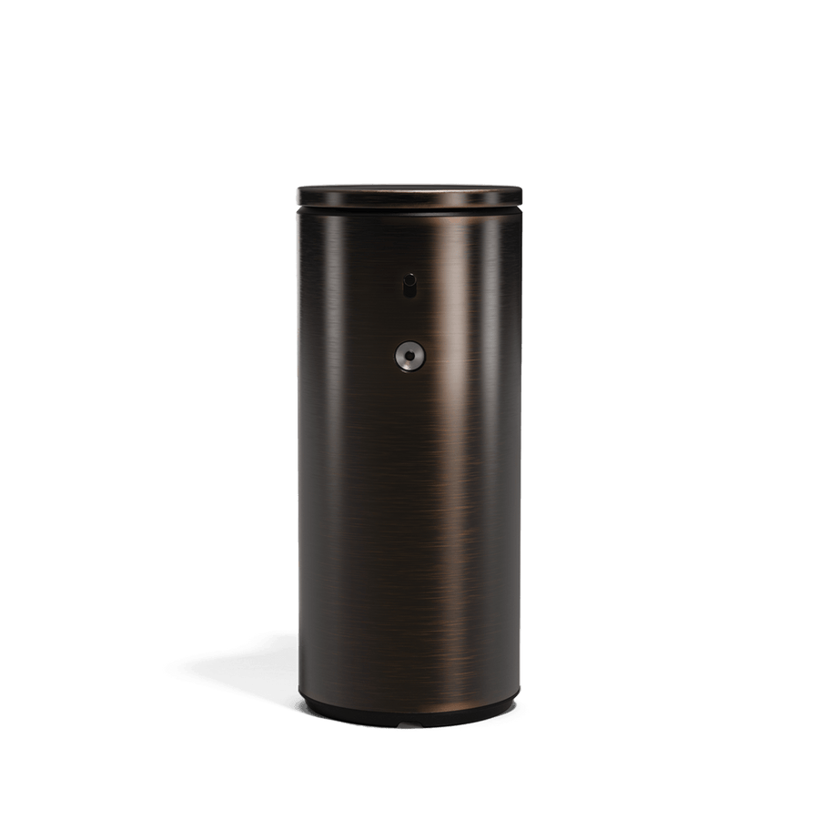 Simplehuman 9 oz. Rechargeable Sensor Pump in Dark Bronze, hands-free liquid dispenser, adjustable dosage.