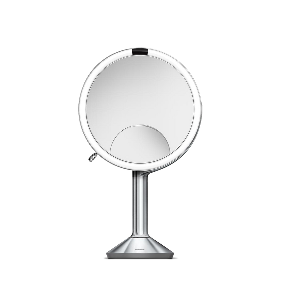 20 cm miroir à capteur trio, acier inoxydable blanc