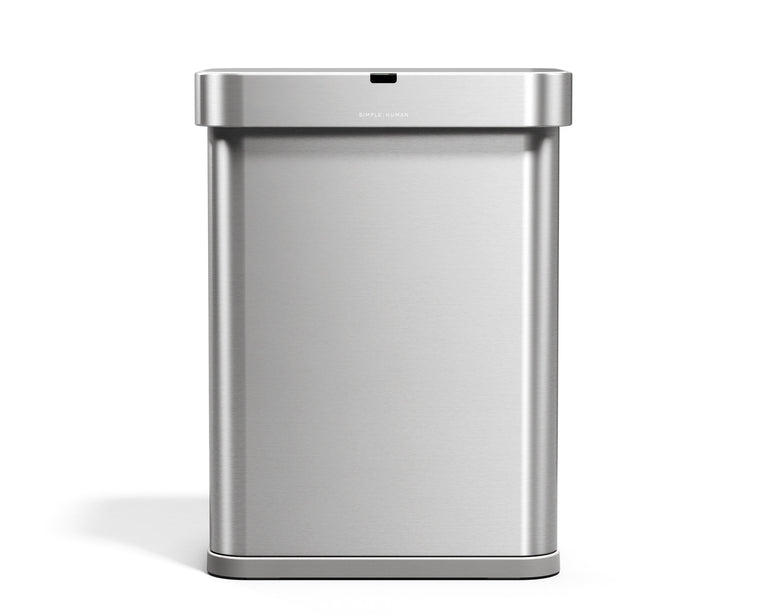 Simplehuman 58L Rectangular voice and motion Sensor Can in Brushed Stainless Steel. Maximized capacity with a clean, simple design.