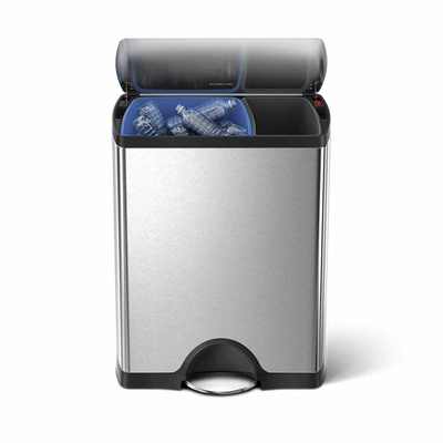 double compartiment poubelle rectangulaire classique à pédale 46 litres