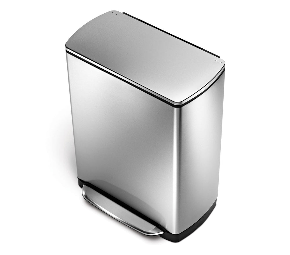 50L brushed steel wide-step rectangular trash can