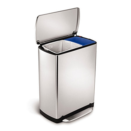 46L steel wide-step rectangular recycler & trash can