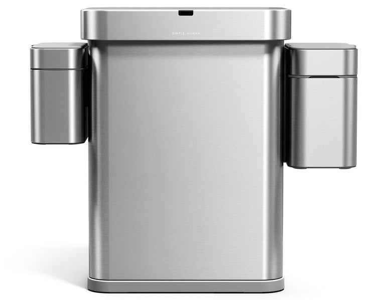 Simplehuman's Sensor Can can dock both the Shredder and Compost Caddy on each side. 
