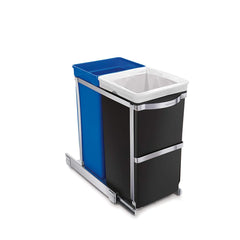 35L dual compartment under counter pull-out can - 3/4 view