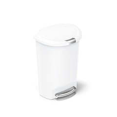 50L semi-round plastic step trash can - white - main image