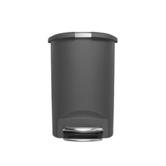 50L semi-round plastic step trash can - grey - front view image