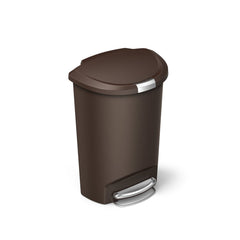 50L semi-round plastic step trash can - mocha - main image