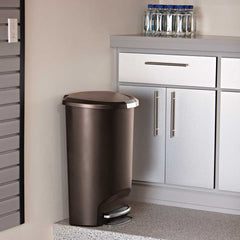 50L semi-round plastic step trash can - mocha - lifestyle in kitchen image
