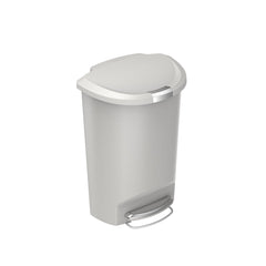 50L semi-round plastic step trash can - stone - main image