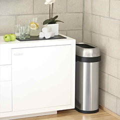 50L slim open can - brushed stainless steel - lifestyle fits in tight space