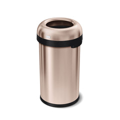 poubelle ronde ouverte 60 litres, acier inoxydable couleur laiton ultra-robuste
