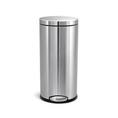 30L round step can - brushed finish - front view