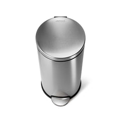 30L round step can - brushed finish - top down view