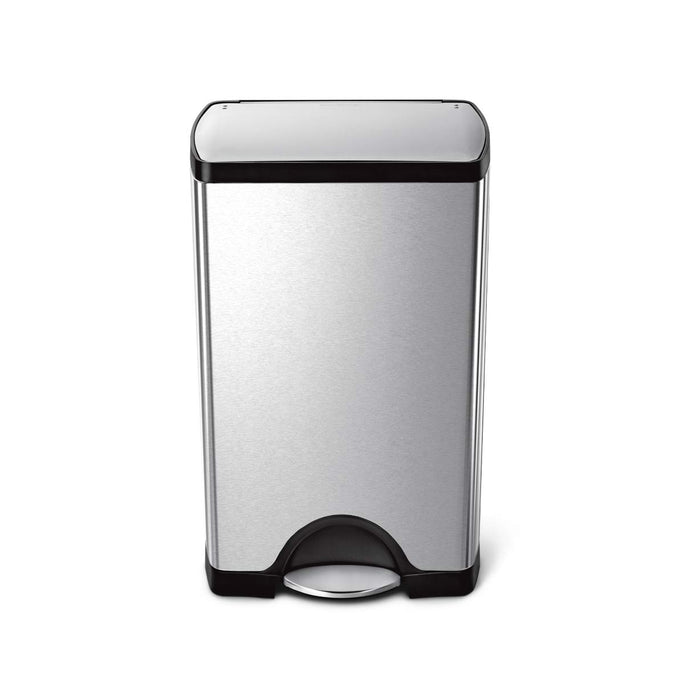 38L rectangular step can - brushed finish - front main image