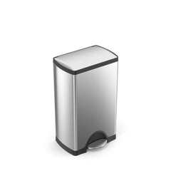 38L rectangular step can - brushed finish - 3/4 view
