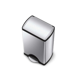 38L rectangular step can - brushed finish - top down view