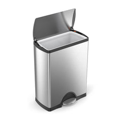 50L rectangular step can - brushed stainless steel - lid open image