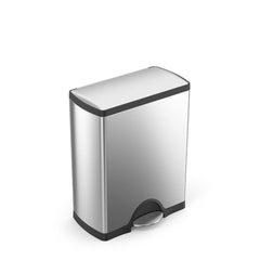 50L rectangular step can - brushed stainless steel - 2/3 view image