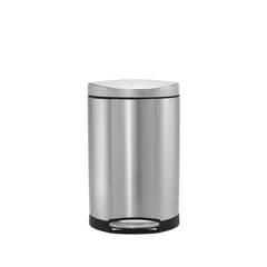 10L semi-round step can - brushed finish - front view
