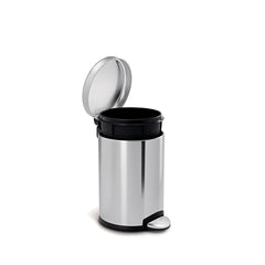 4.5L round step can - brushed finish - lid open image