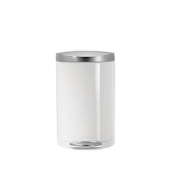 10L semi-round step can - white finish with stainless steel lid - front view