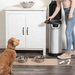 x-large pet food can - lifestyle woman scooping food