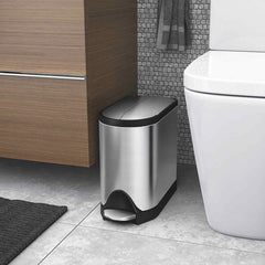10L butterfly step can - brushed finish - lifestyle bathroom fits in tight space