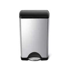 38 litre, rectangular step can with grey plastic trim, fingerprint-proof stainless steel