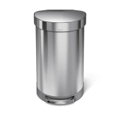 45L semi-round step can with liner rim - brushed finish - front view image