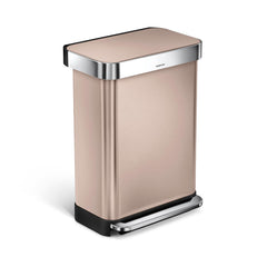 55L rectangular step can with liner pocket - rose gold finish - main image
