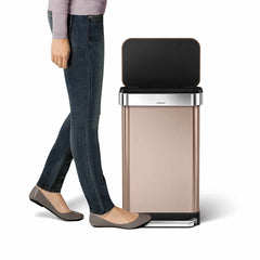 45L rectangular step can with liner pocket - rose gold finish - lifestyle image