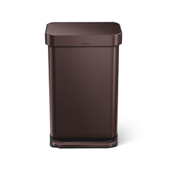 45L rectangular step can with liner pocket - dark bronze finish - front view image