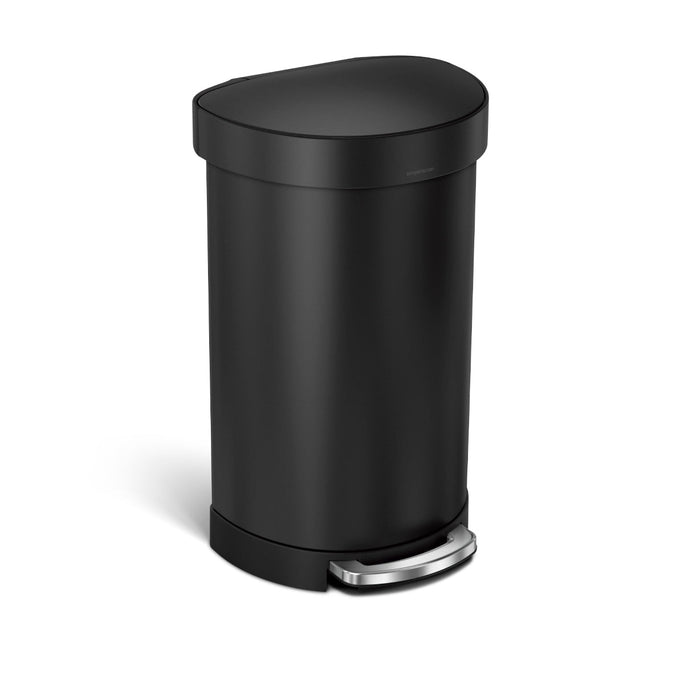 45L semi-round step can with liner rim - matte black - main image