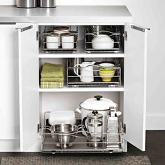 9 inch pull-out cabinet organizer - lifestyle in cabinet