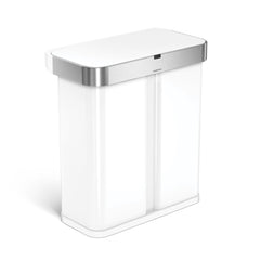58L dual compartment rectangular sensor can with voice and motion control - white finish - 3/4 view main image