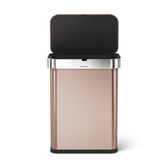 58L rectangular sensor can with voice and motion control - rose gold finish - lid open image