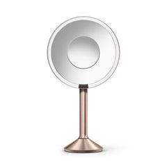 miroir à capteur pro, 20 cm de diamètre, grossissement en x5 et grossissement des détails en x10, acier or rose