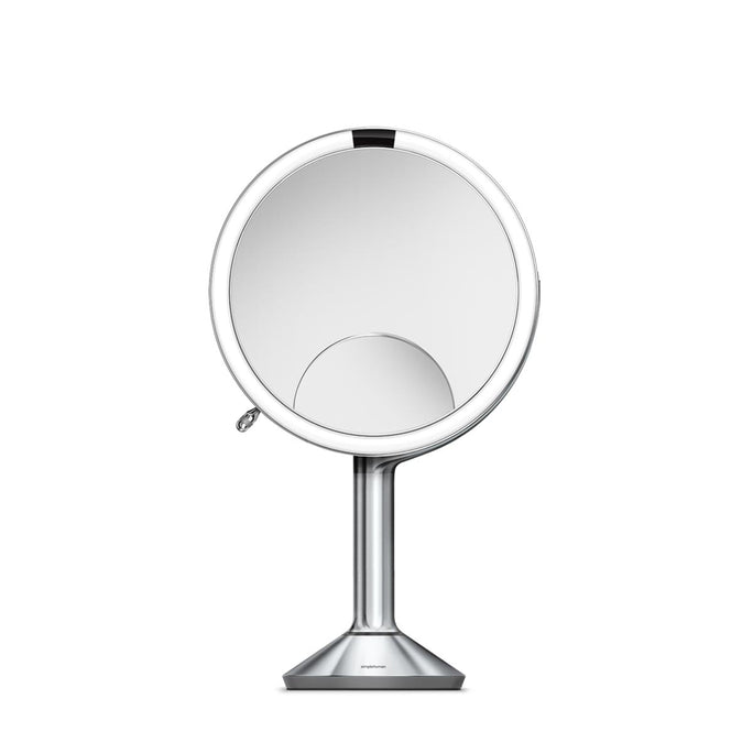 20 cm miroir à capteur trio, acier inoxydable blanc