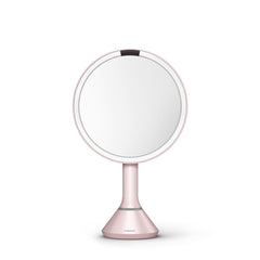 20 cm de diamètre miroir à capteur avec control de luminosité, rose acier inoxydable