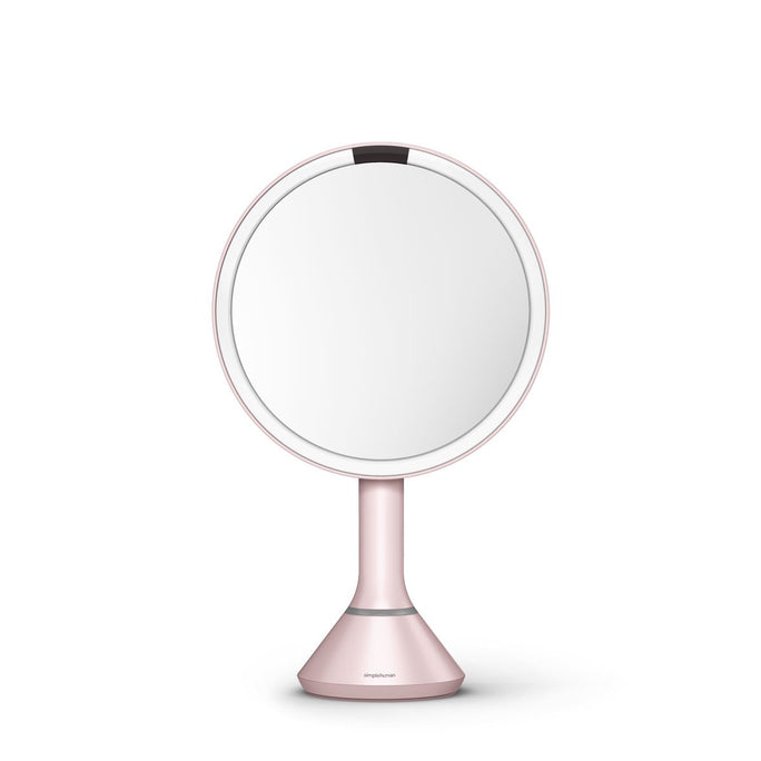 20 cm de diamètre miroir à capteur avec control de luminosité, rose acier inoxydable